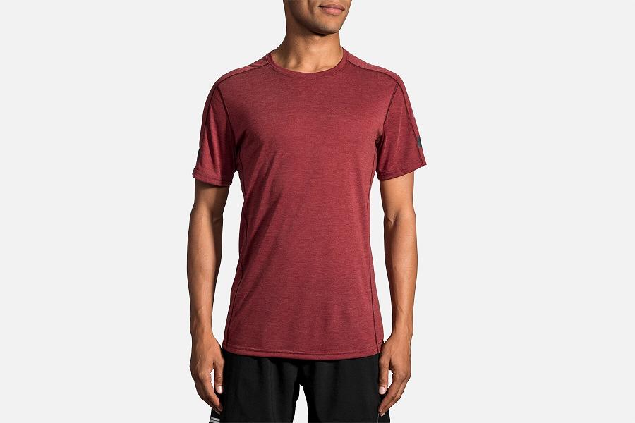 Brooks Distance Men Running Clothes & Running Shirt Red OAC624893